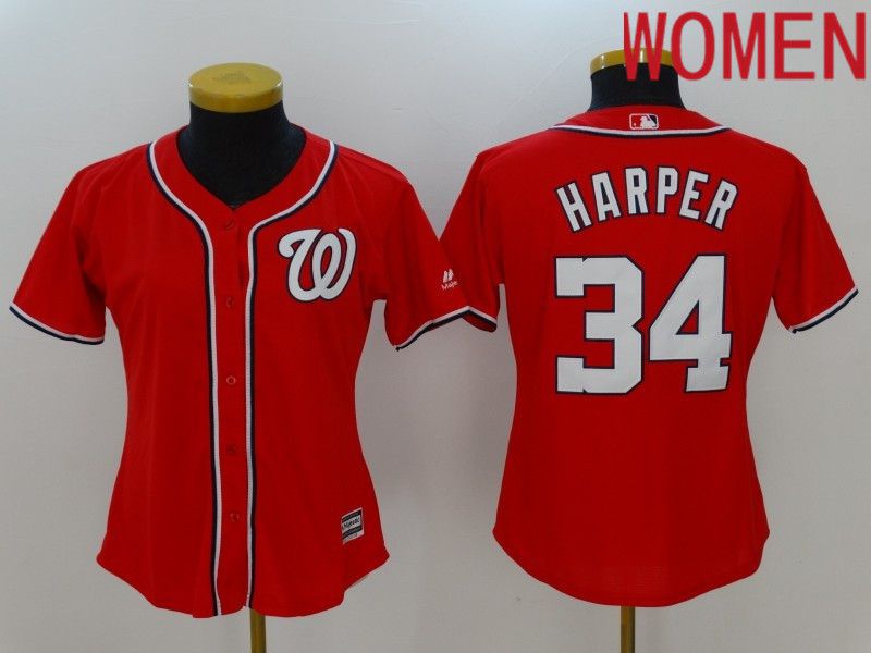 Cheap Women Washington Nationals 34 Harper Red 2022 MLB Jersey